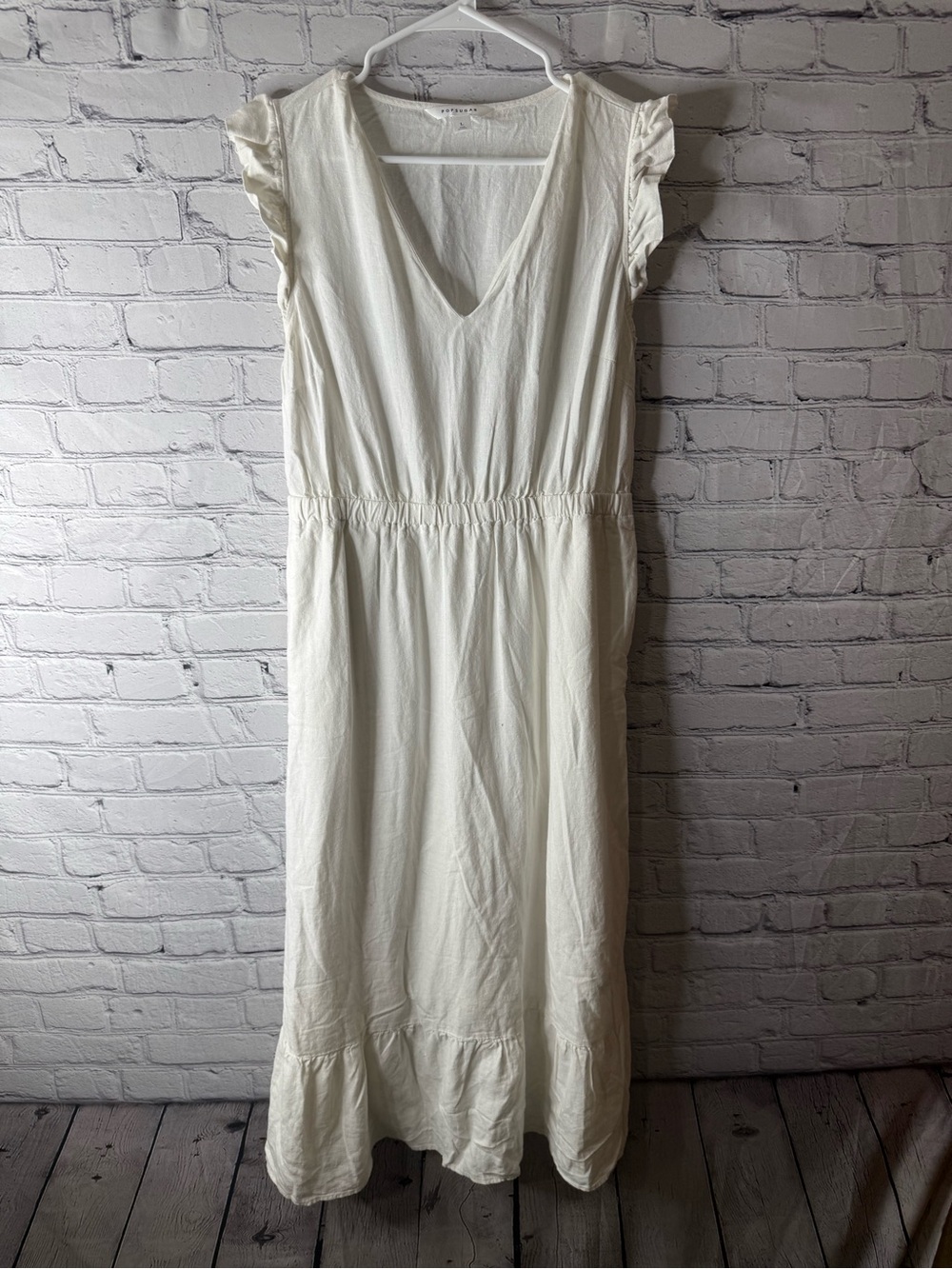 Pop sugar linen blend ruffle sleeve maxi dress size large